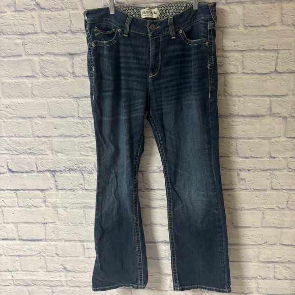 Ariat Women's 34R R.E.A.L. Mid Rise Entwined Boot Cut Jeans Western Cowgirl - Picture 9 of 14